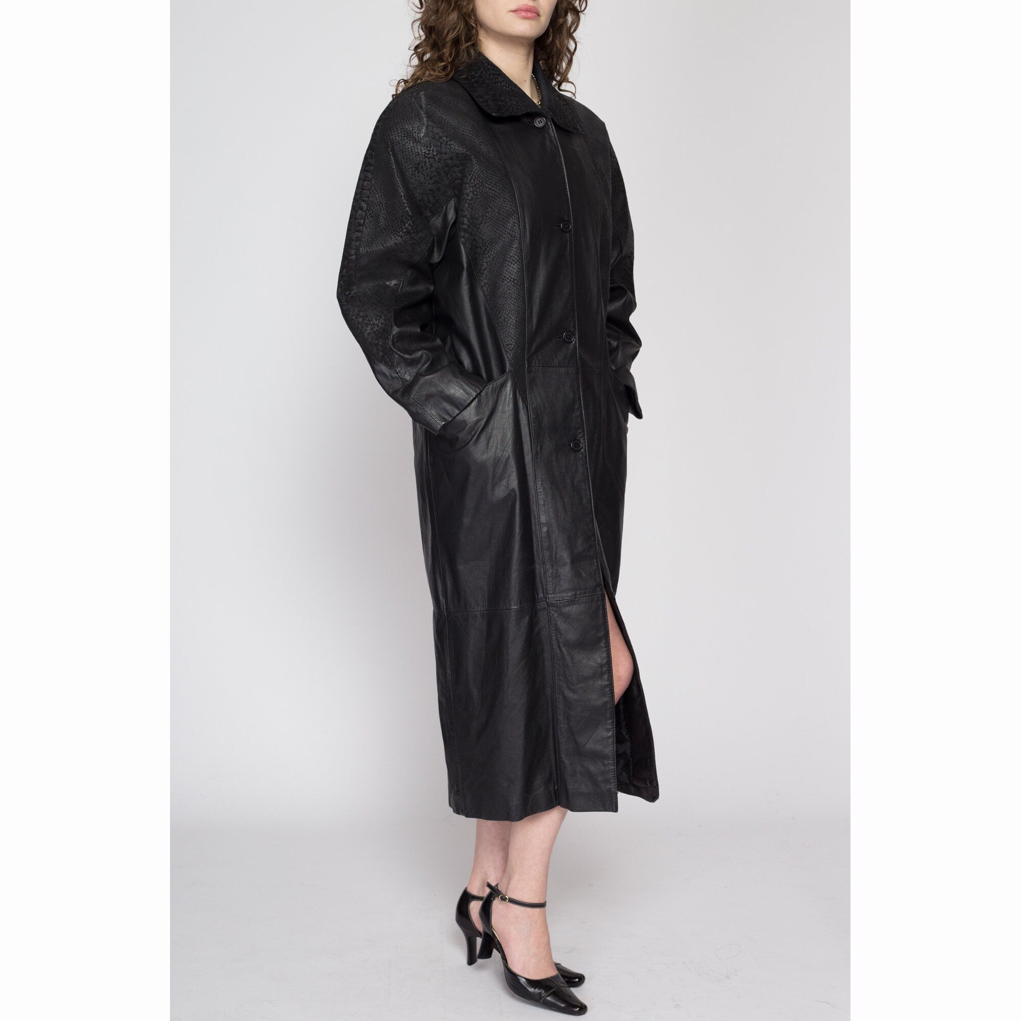 Black snakeskin outlet trench coat