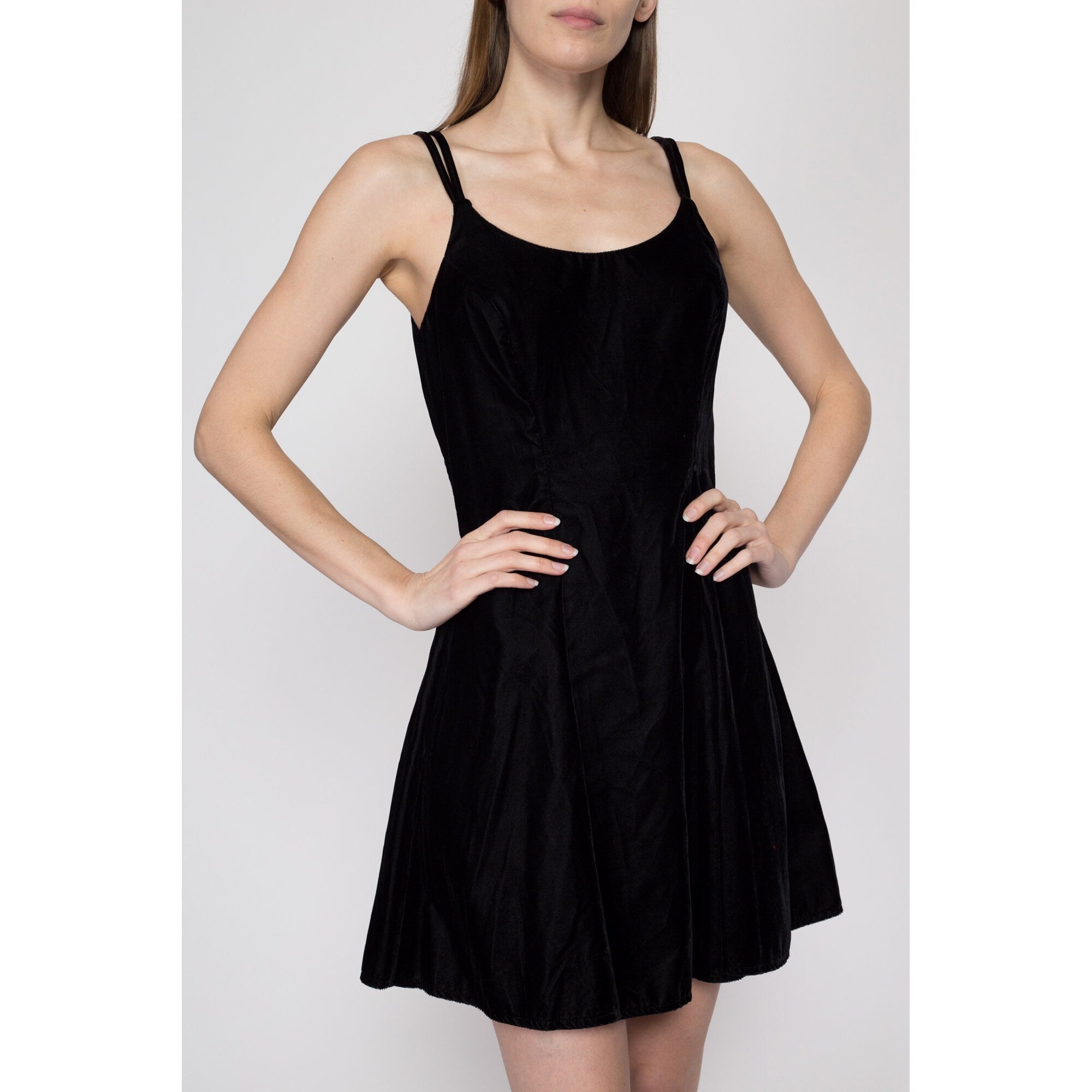 Black spaghetti strap skater cheap dress