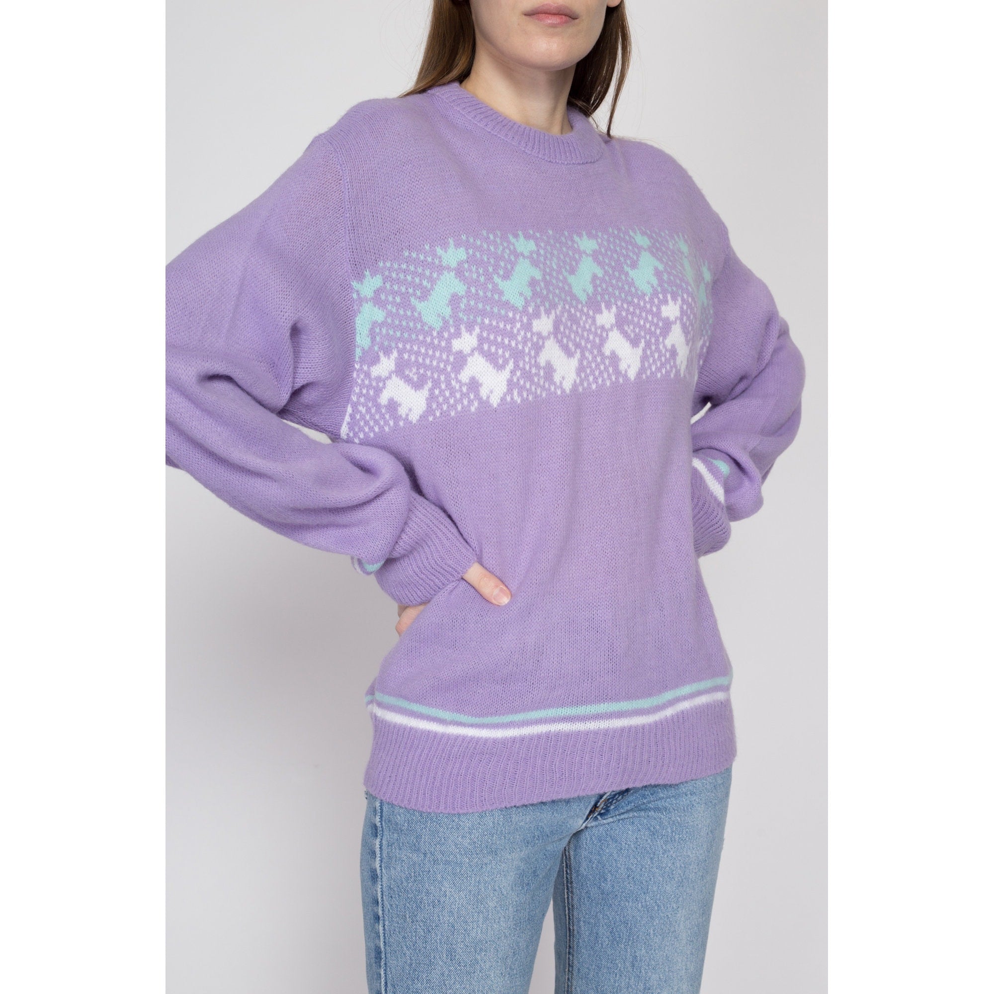 Pinwheels Vintage 80s Blue Purple Stripe Turtleneck Sweater Fairy Kei newest pullover