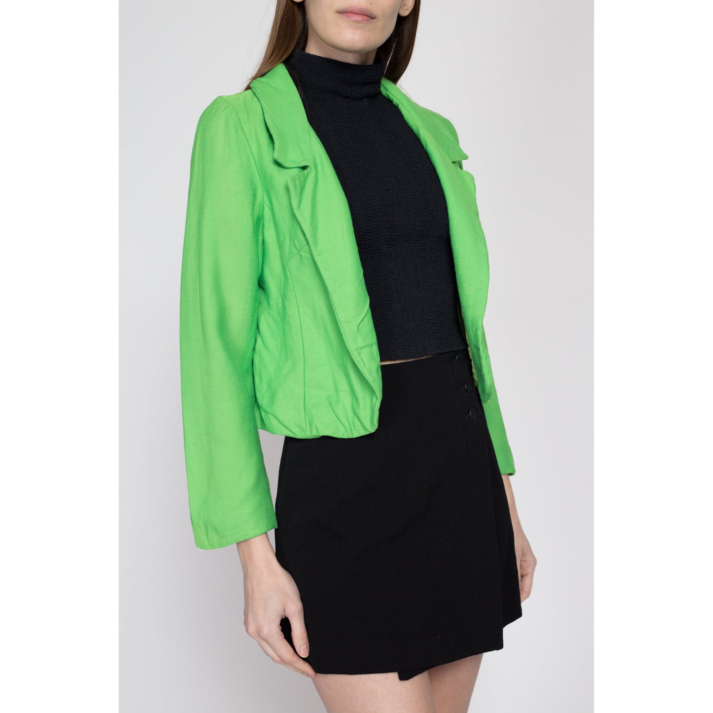 Small 1950s Lime Green Cropped Jacket, As Is | Vintage 50s Union Made Short Bolero Blazer