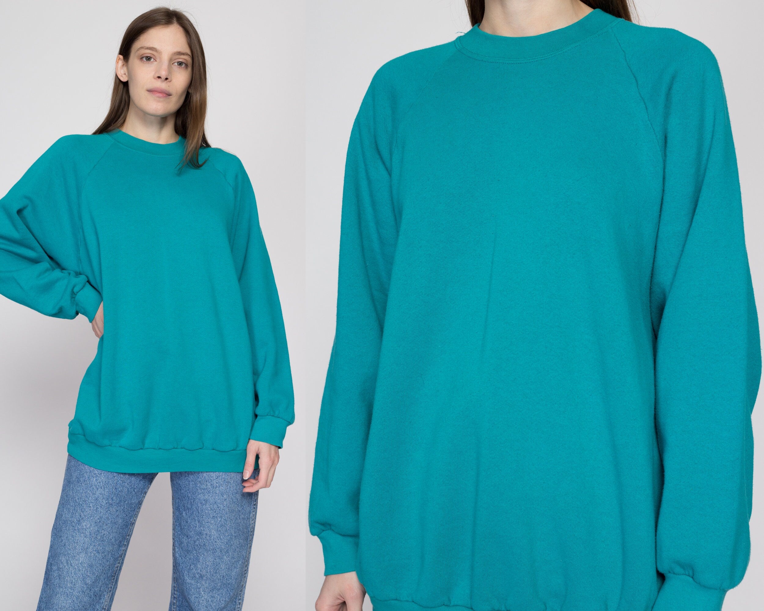 3X 90s Teal Green Crewneck Sweatshirt Flying Apple Vintage