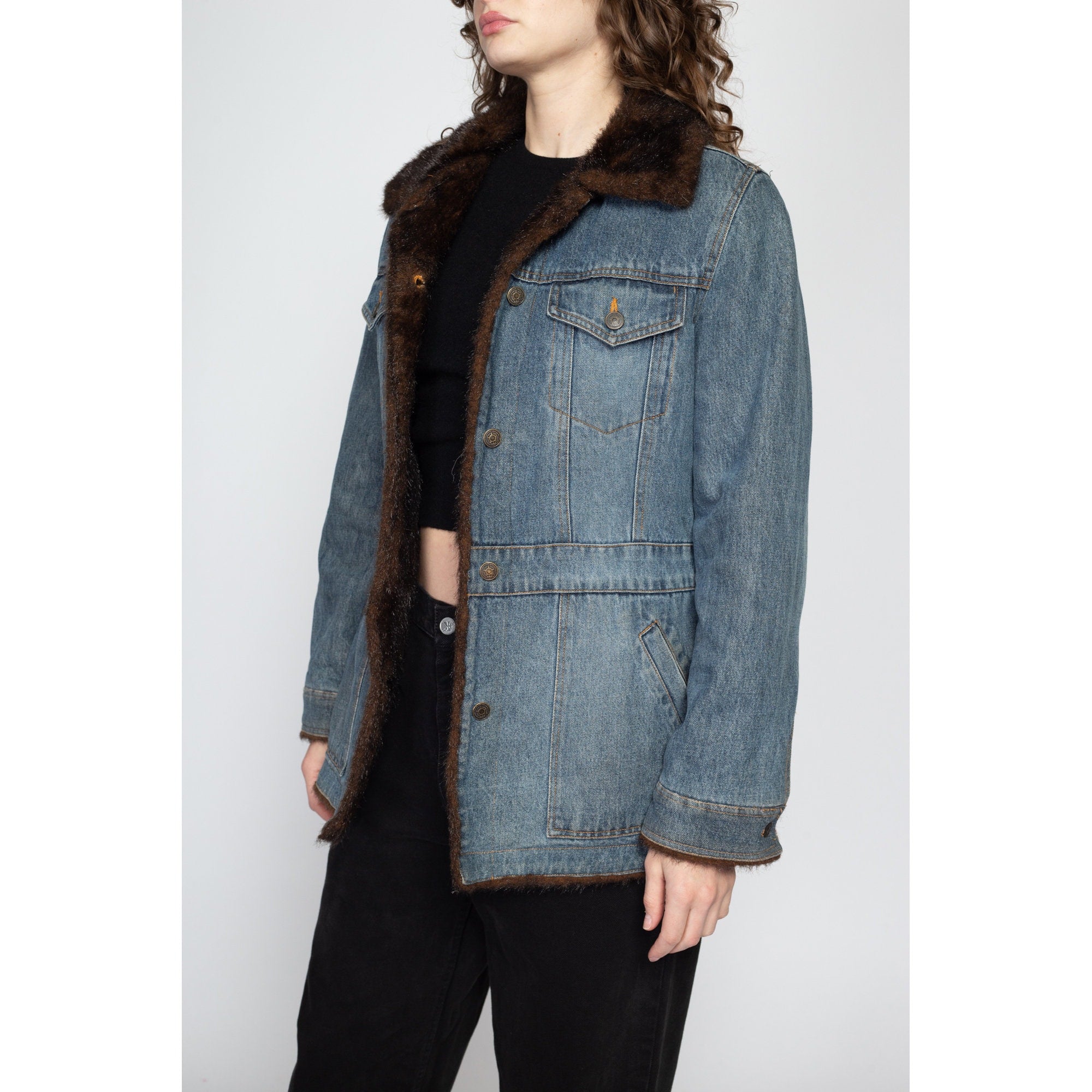 Fur shops lined jean jacket womens