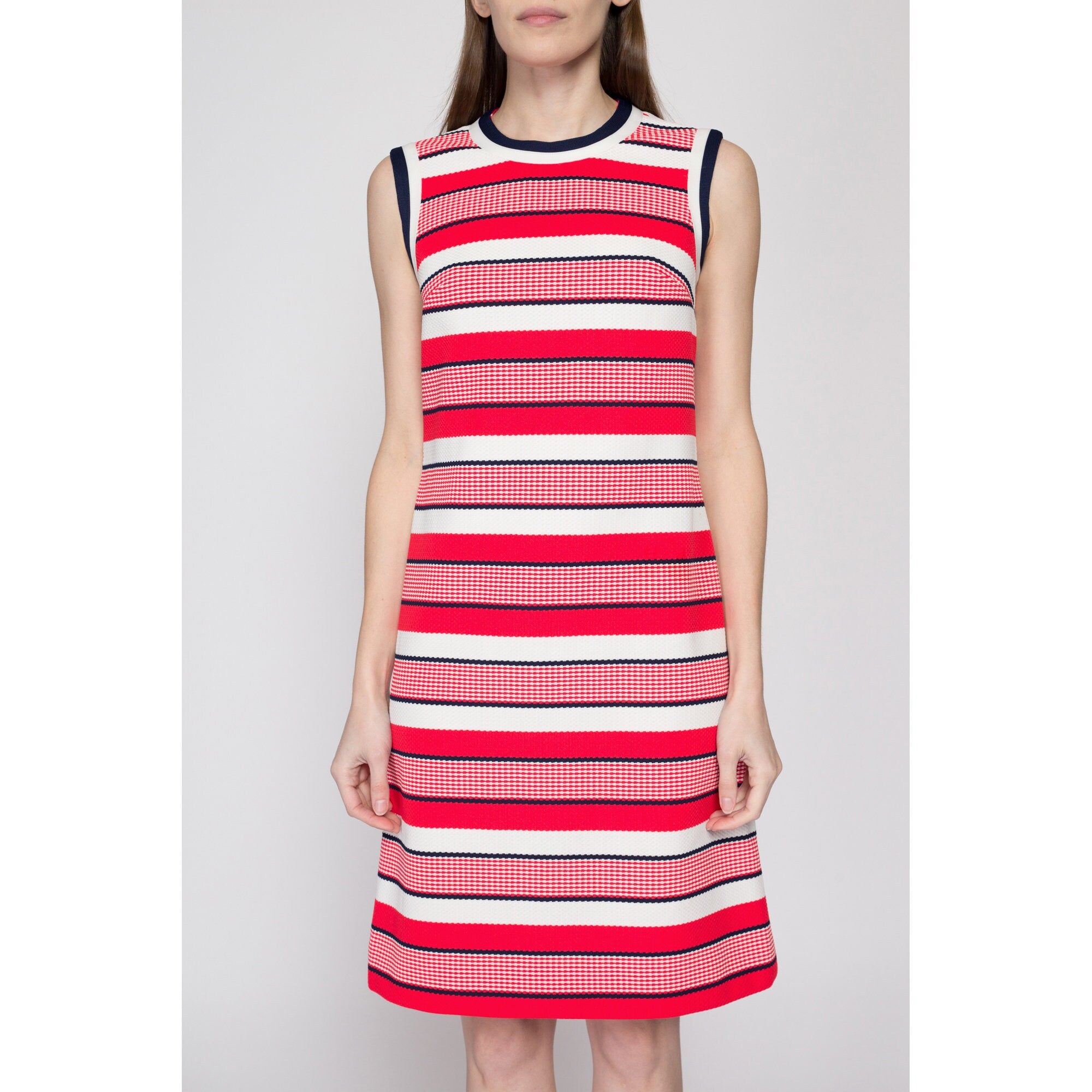 Red white and cheap blue striped dress