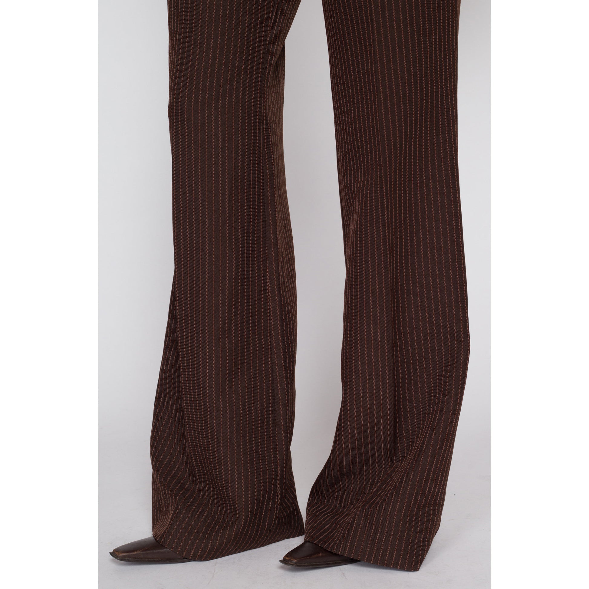 70s Pinstriped High Waisted Buckle Pants - Extra Small