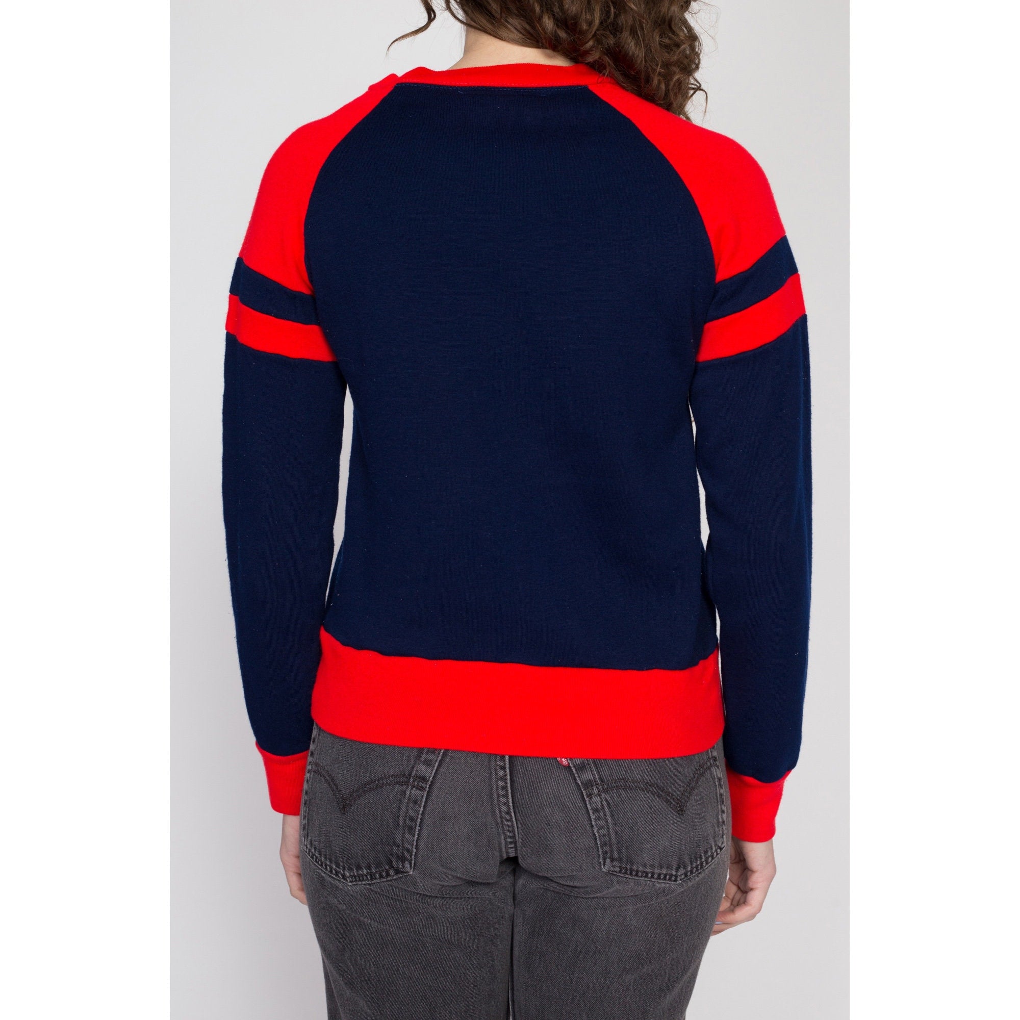 Navy blue and online red sweatshirt