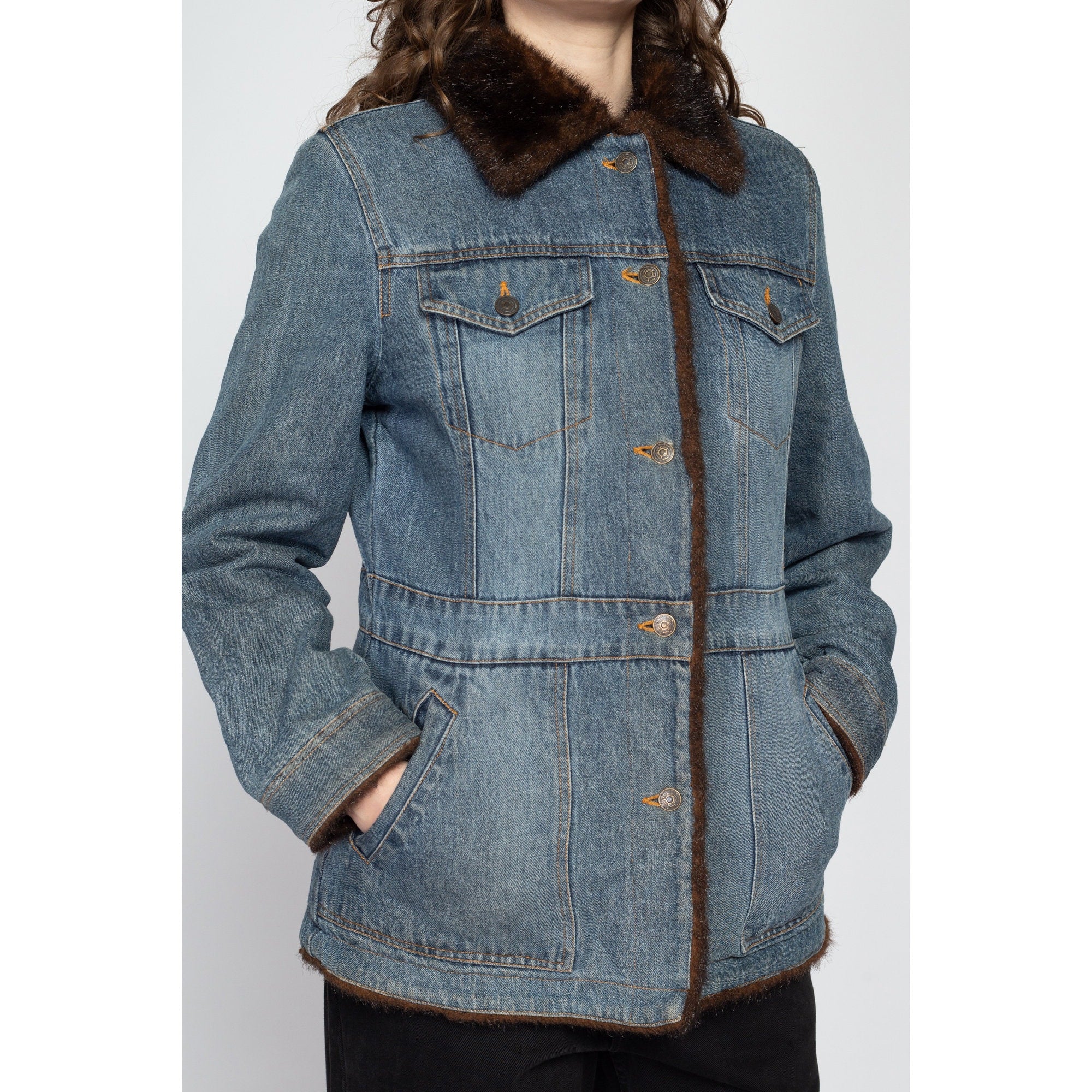 Marvin richards denim outlet fur coat