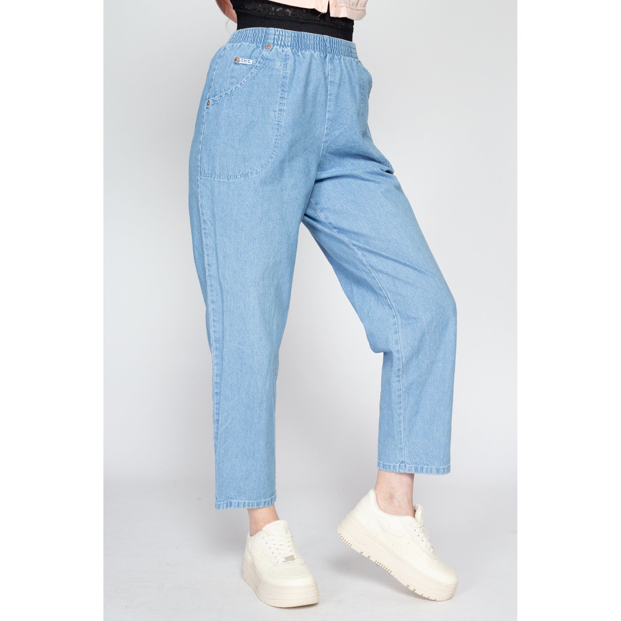 Jeans with elastic shops waist