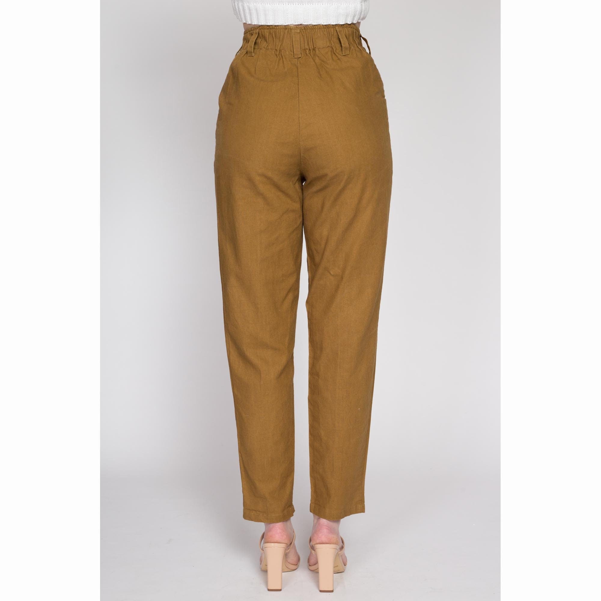 Small 80s Mustard Yellow Pleated Pants