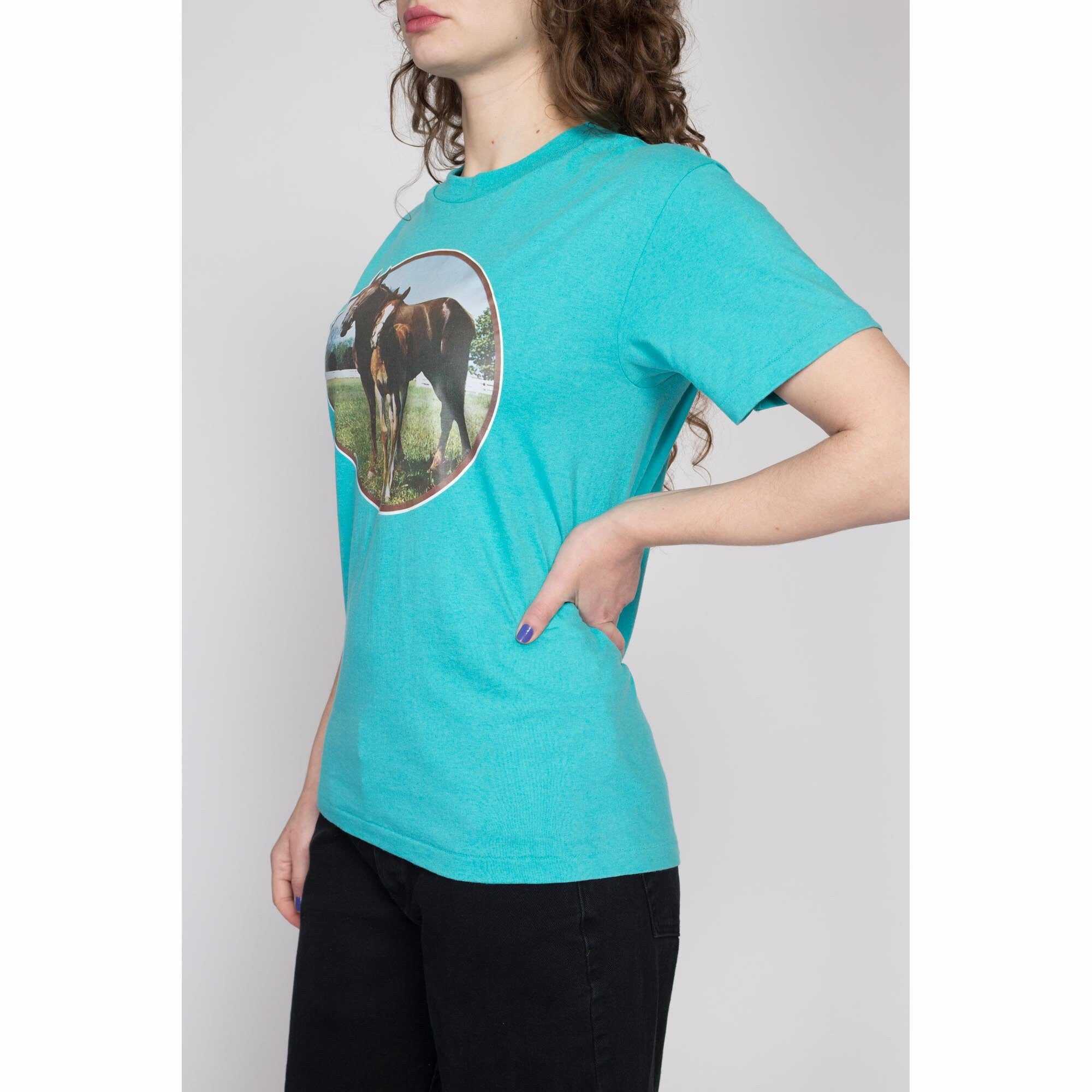 Medium 90s Horse Iron-On Graphic T Shirt – Flying Apple Vintage