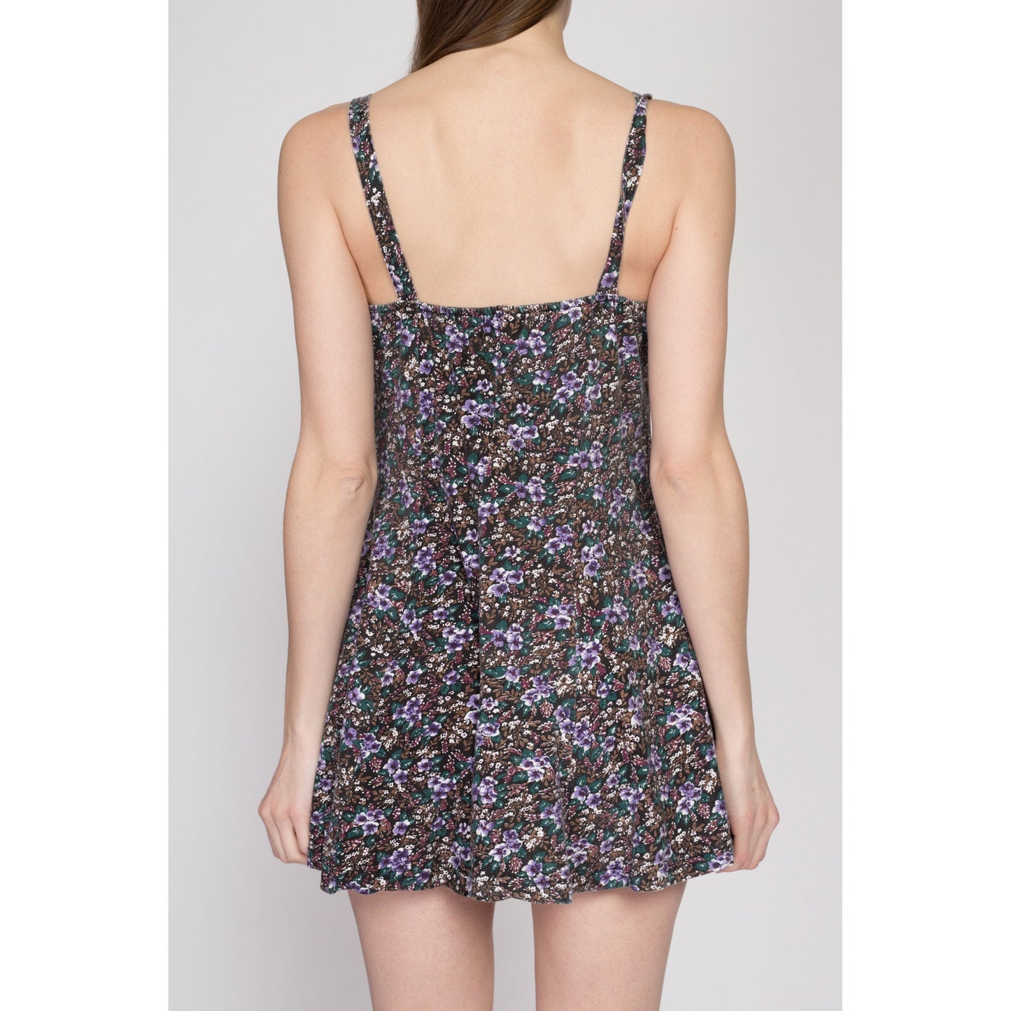 Petite Small 80s Floral Sweetheart Neck Button Front Romper | Vintage Energie Bi Currants Booho Grunge Sleeveless Playsuit