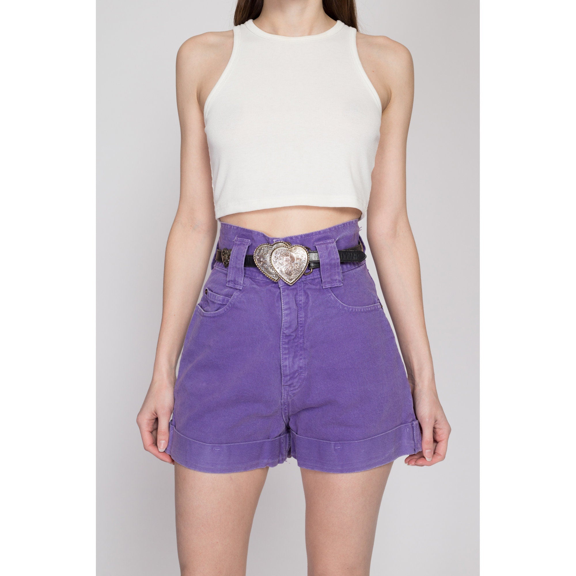 Lilac High Waist Mom Fit Denim Shorts | PrettyLittleThing USA