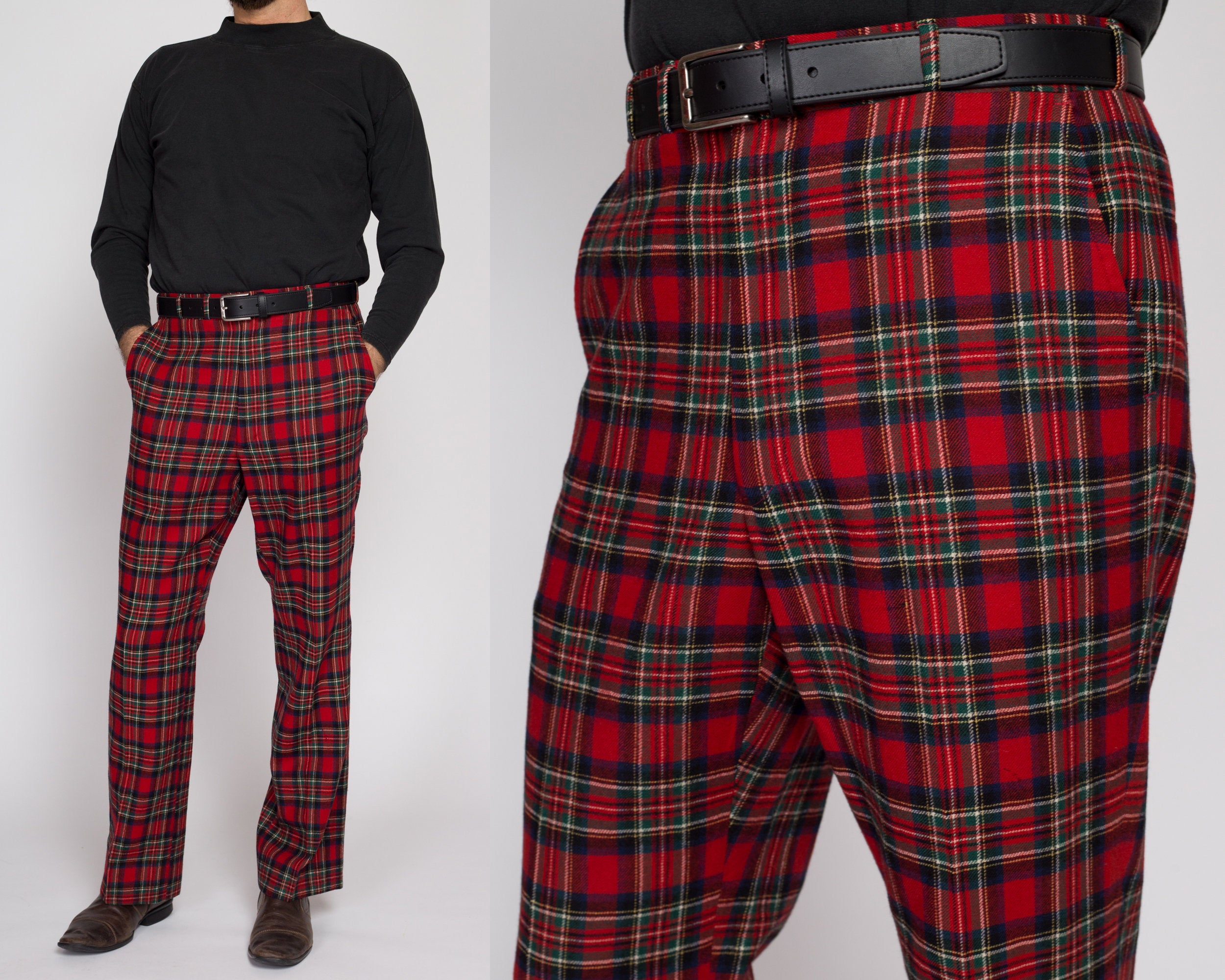 Men's wool fashion plaid pants