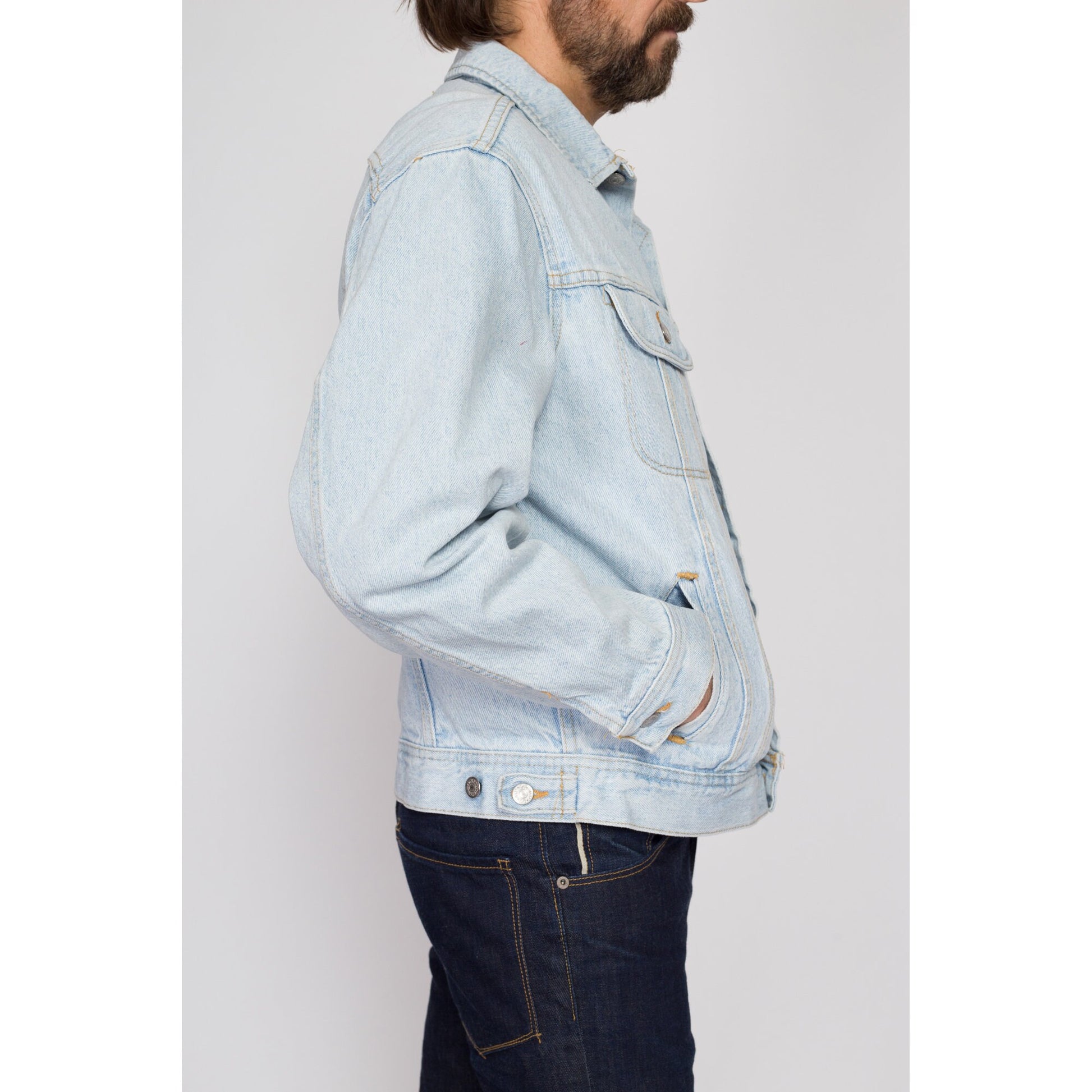 Medium 90s Lee Jean Jacket | Vintage Light Wash Denim Trucker Jacket