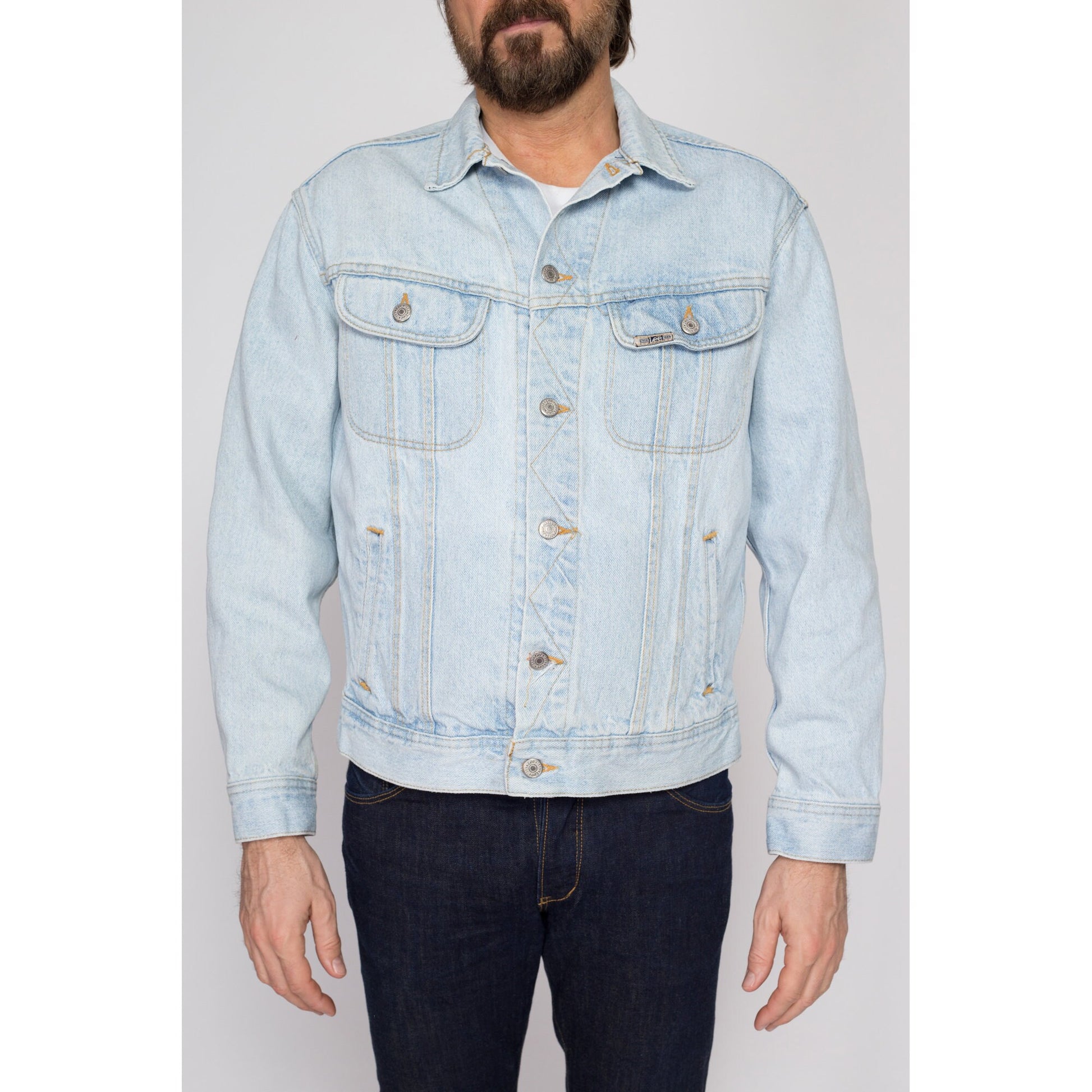 Medium 90s Lee Jean Jacket | Vintage Light Wash Denim Trucker Jacket