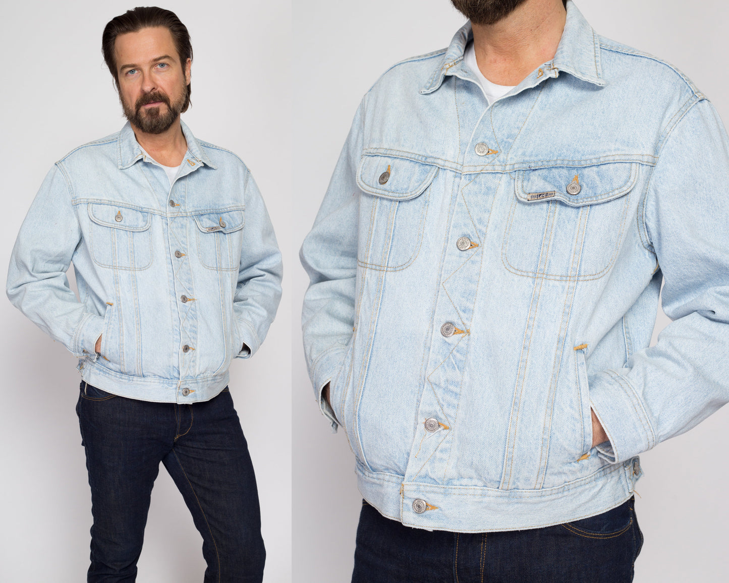 Medium 90s Lee Jean Jacket | Vintage Light Wash Denim Trucker Jacket