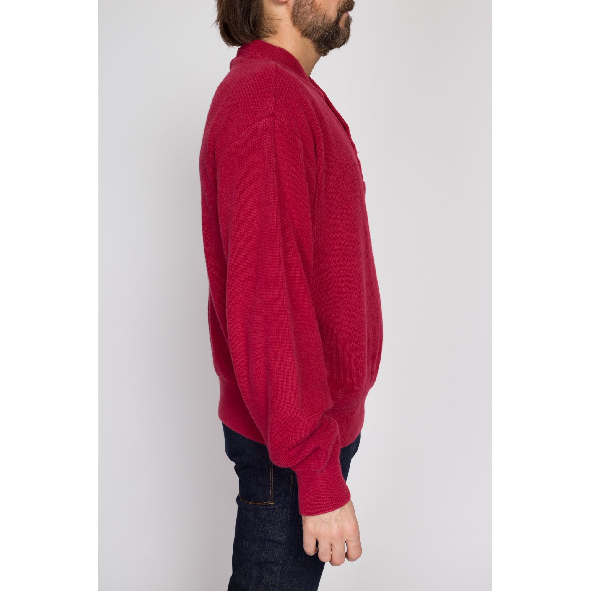 L.L. Bean Lambswool Classic Ragg 2 deals Button Marled Henley Red Sweater S