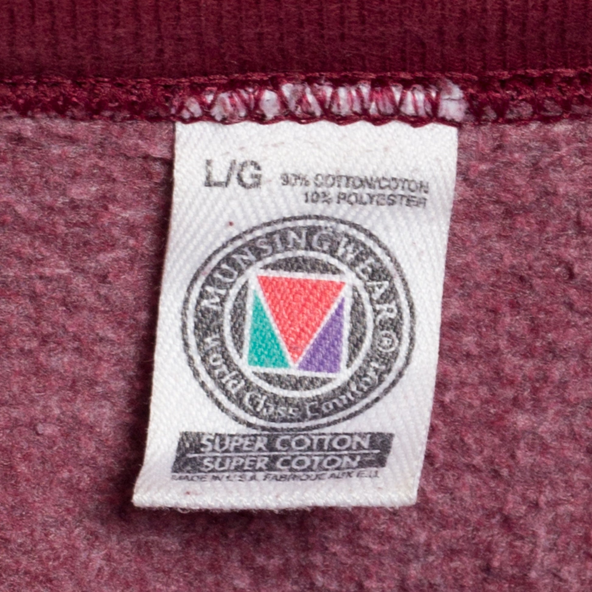 Large 90s Wine Red Crewneck Sweatshirt | Vintage Plain Cotton Blend Blank Pullover