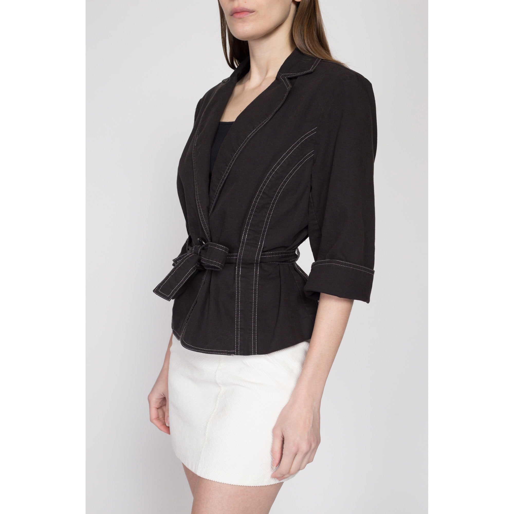 Belted store blazer top