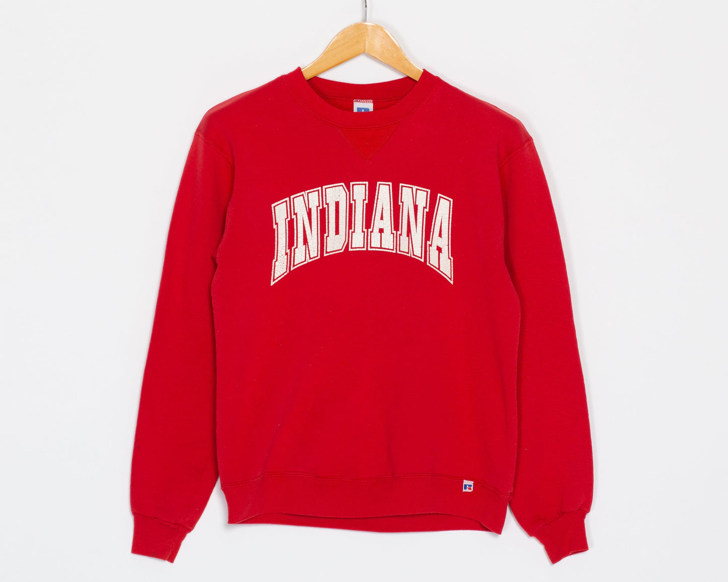 Medium 90s Indiana University Crewneck Sweatshirt | Vintage Red V Stitch Russell Athletic Graphic Collegiate Pullover