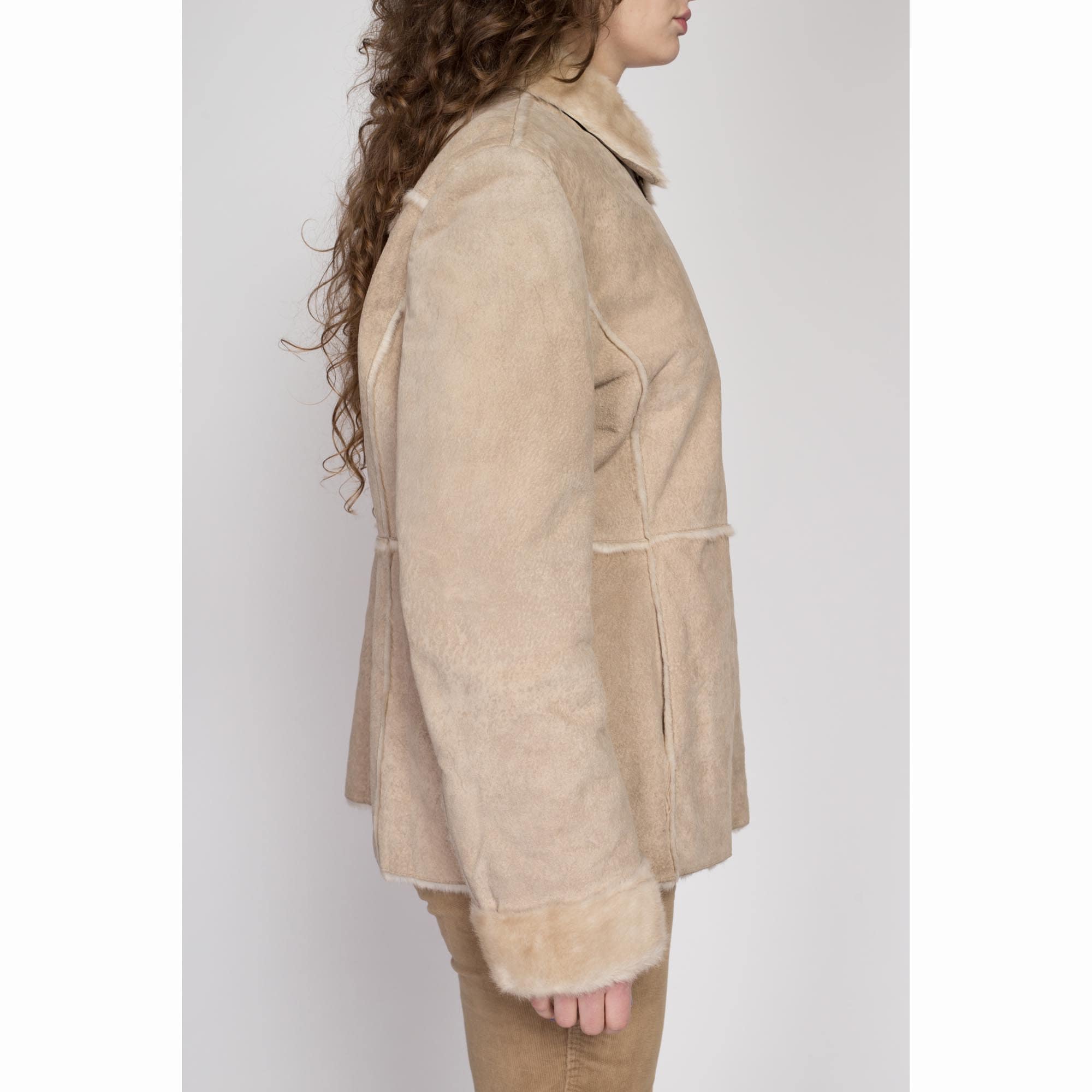 XL Y2K Guess Tan Suede Shearling Coat – Flying Apple Vintage