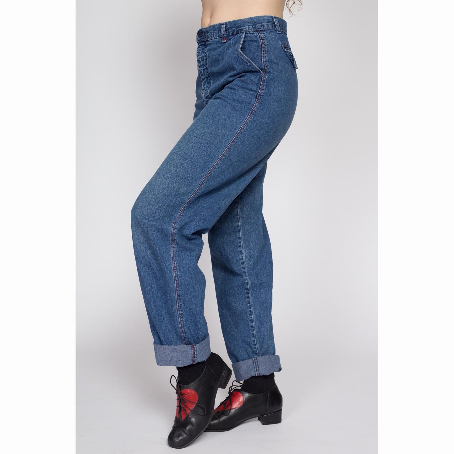 Medium 80s Rocky Mountain High Waisted Jeans 29" Tall | Vintage Medium Wash Long Inseam Mom Jeans