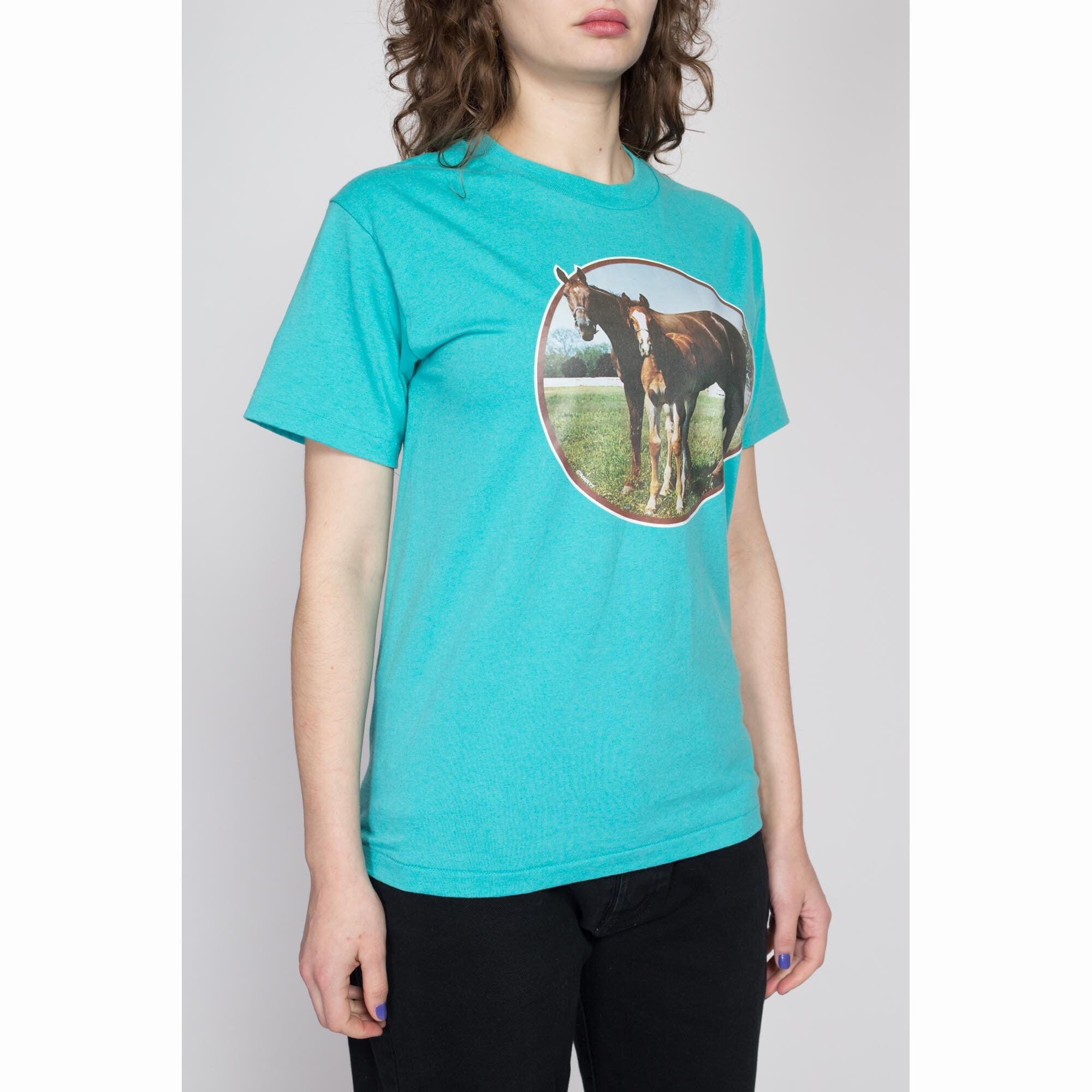 Medium 90s Horse Iron-On Graphic T Shirt – Flying Apple Vintage