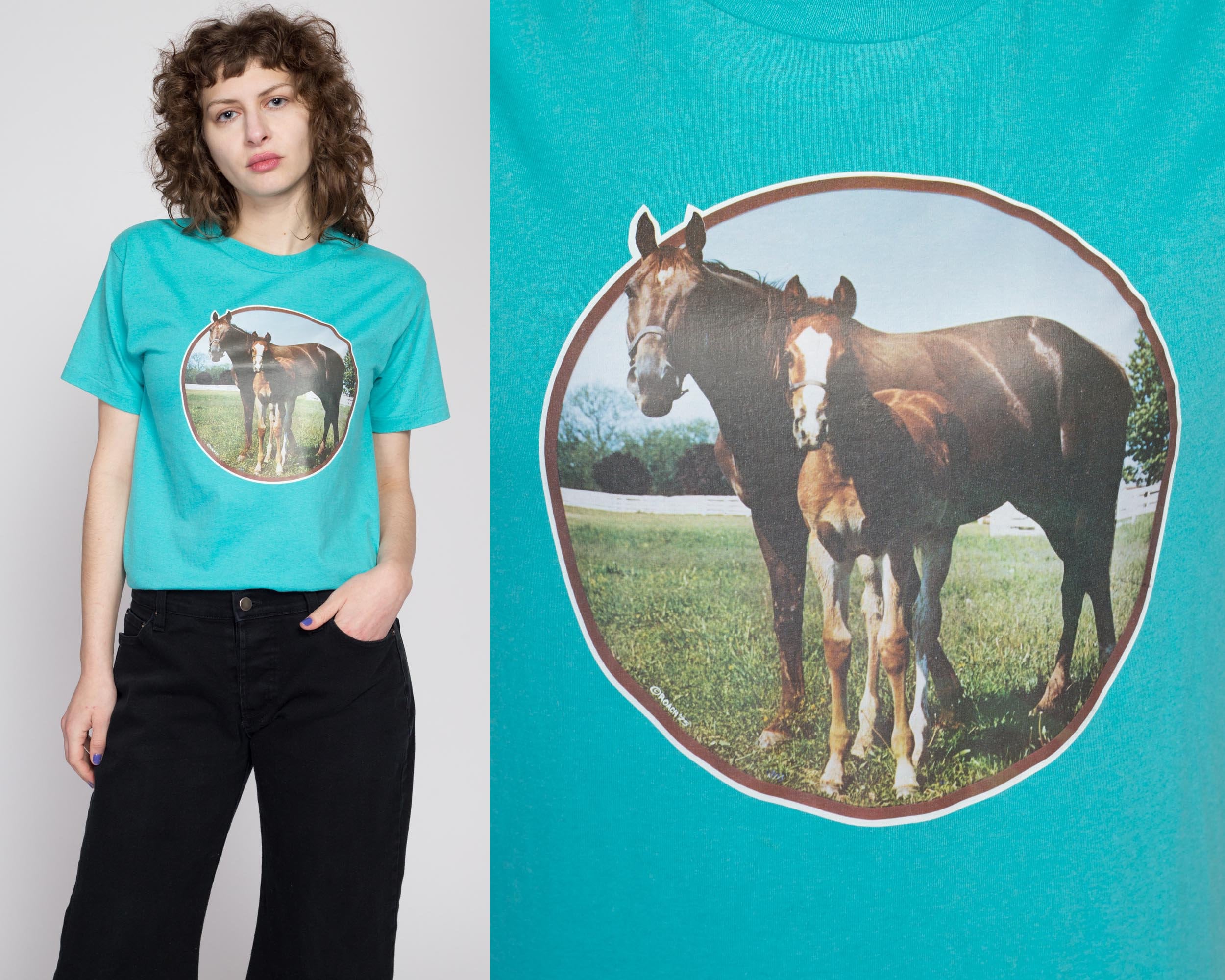 Medium 90s Horse Iron-On Graphic T Shirt