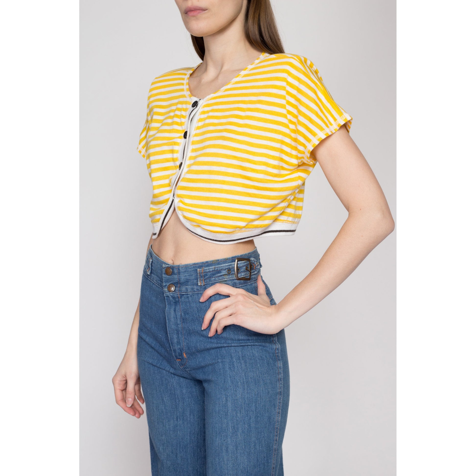 Suit Up Striped Crop Top Yellow – Beginning Boutique US