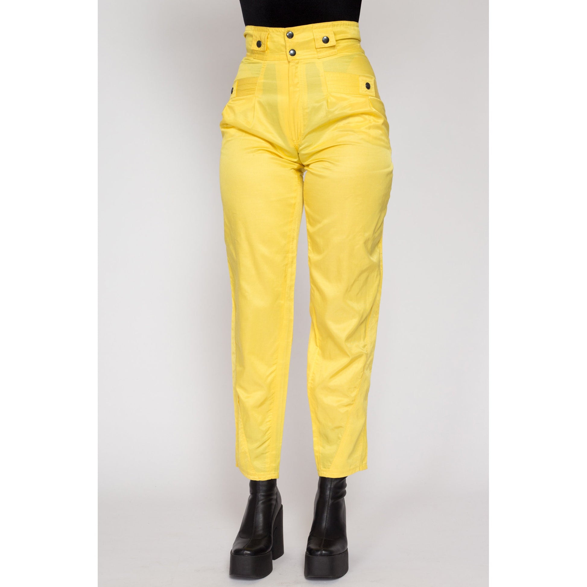 Small 80s Yellow Streetwear Windbreaker Pants 27 – Flying Apple