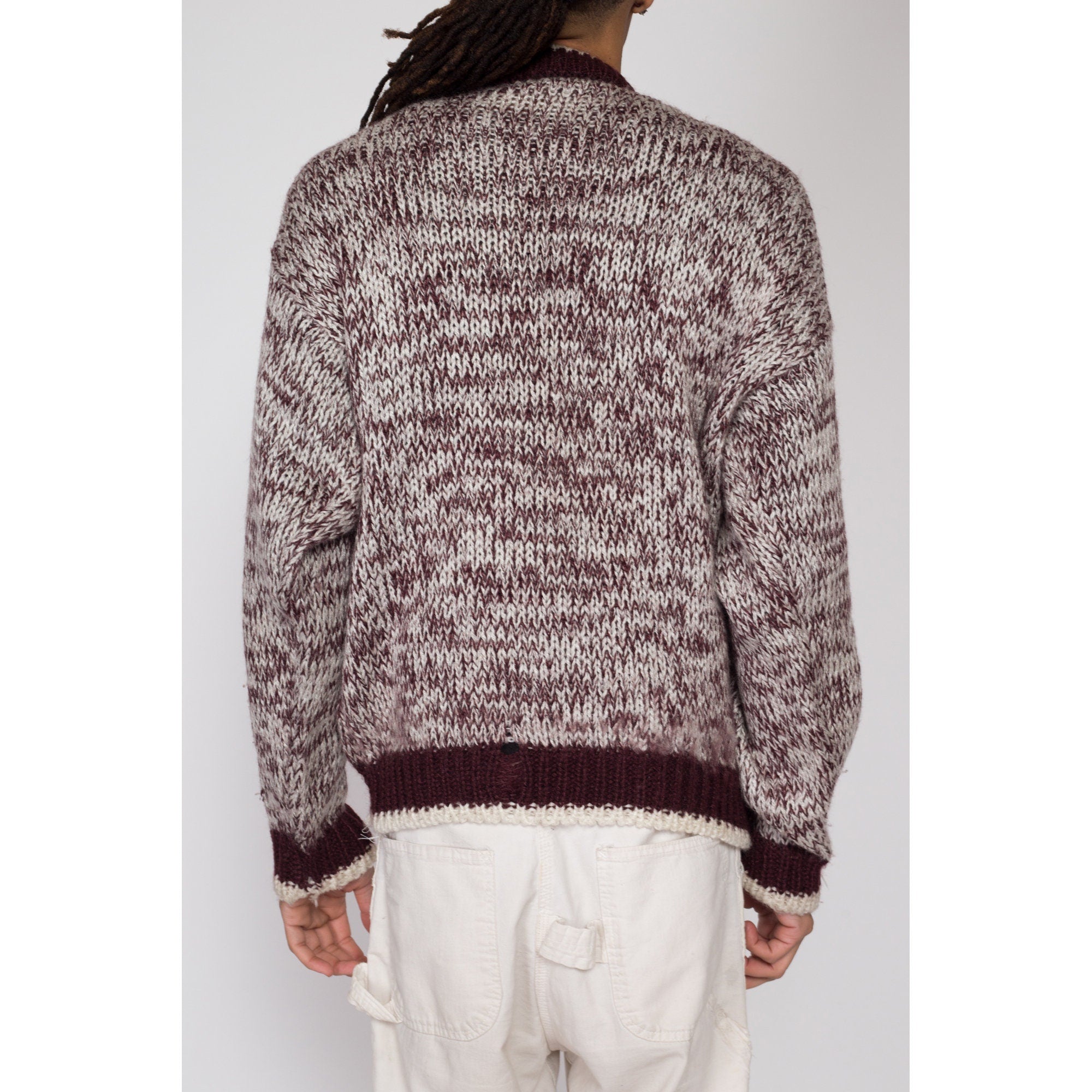 Medium 80s Marled Knit Leather Trim Logo Sweater – Flying Apple ...