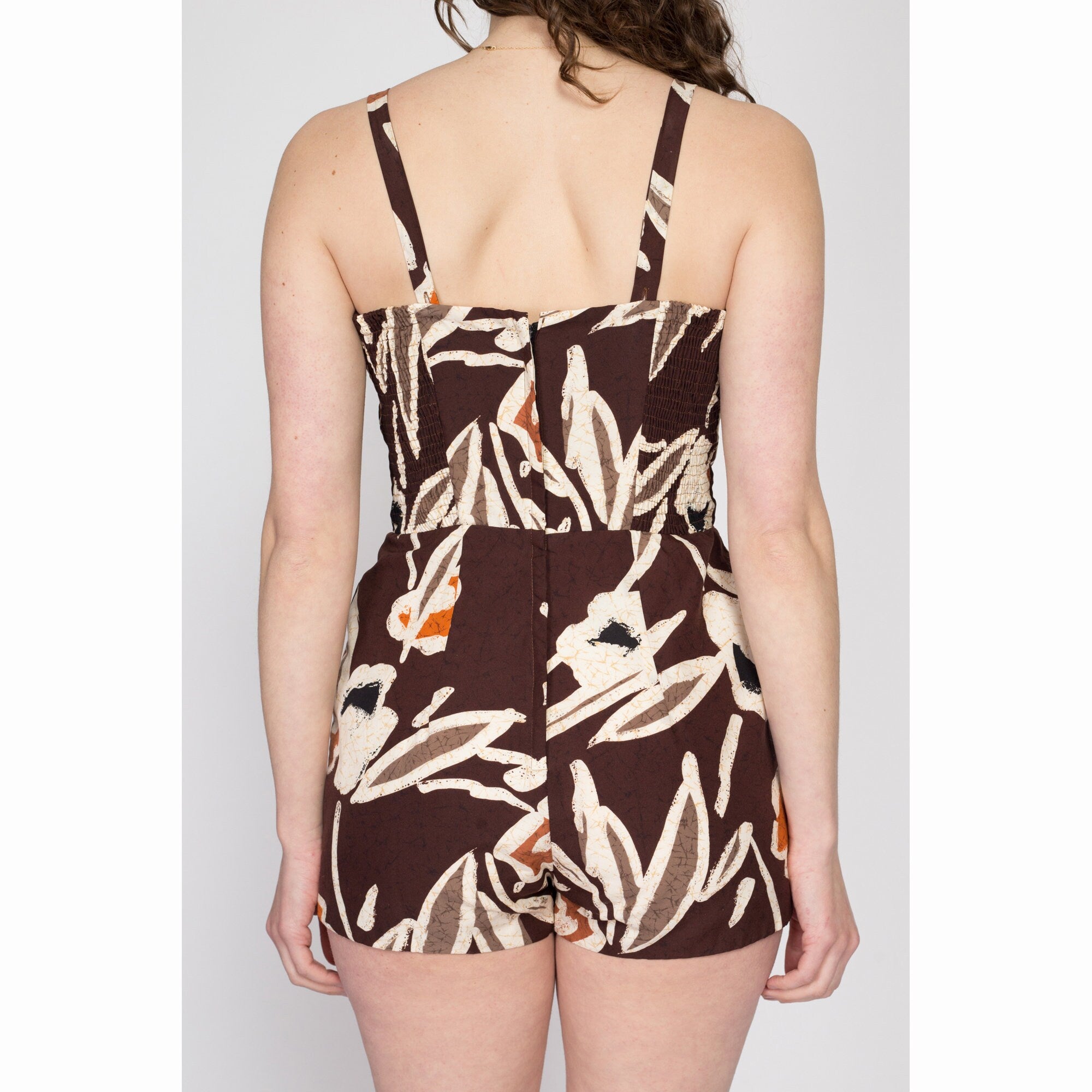 Medium 60s Hawaiian Batik One Piece Swimsuit