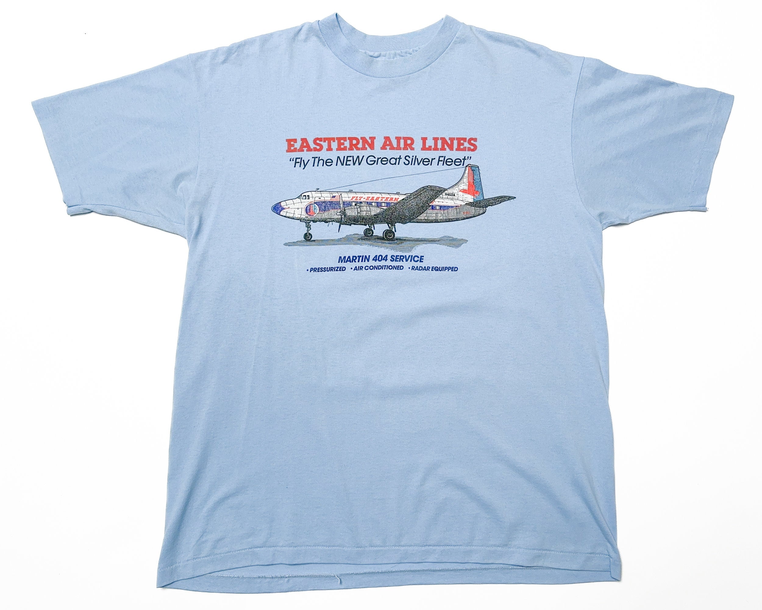 Vintage US Air Force Aircraft Looking newest Glass EC-135 Blue Single Stitch T-Shirt XL