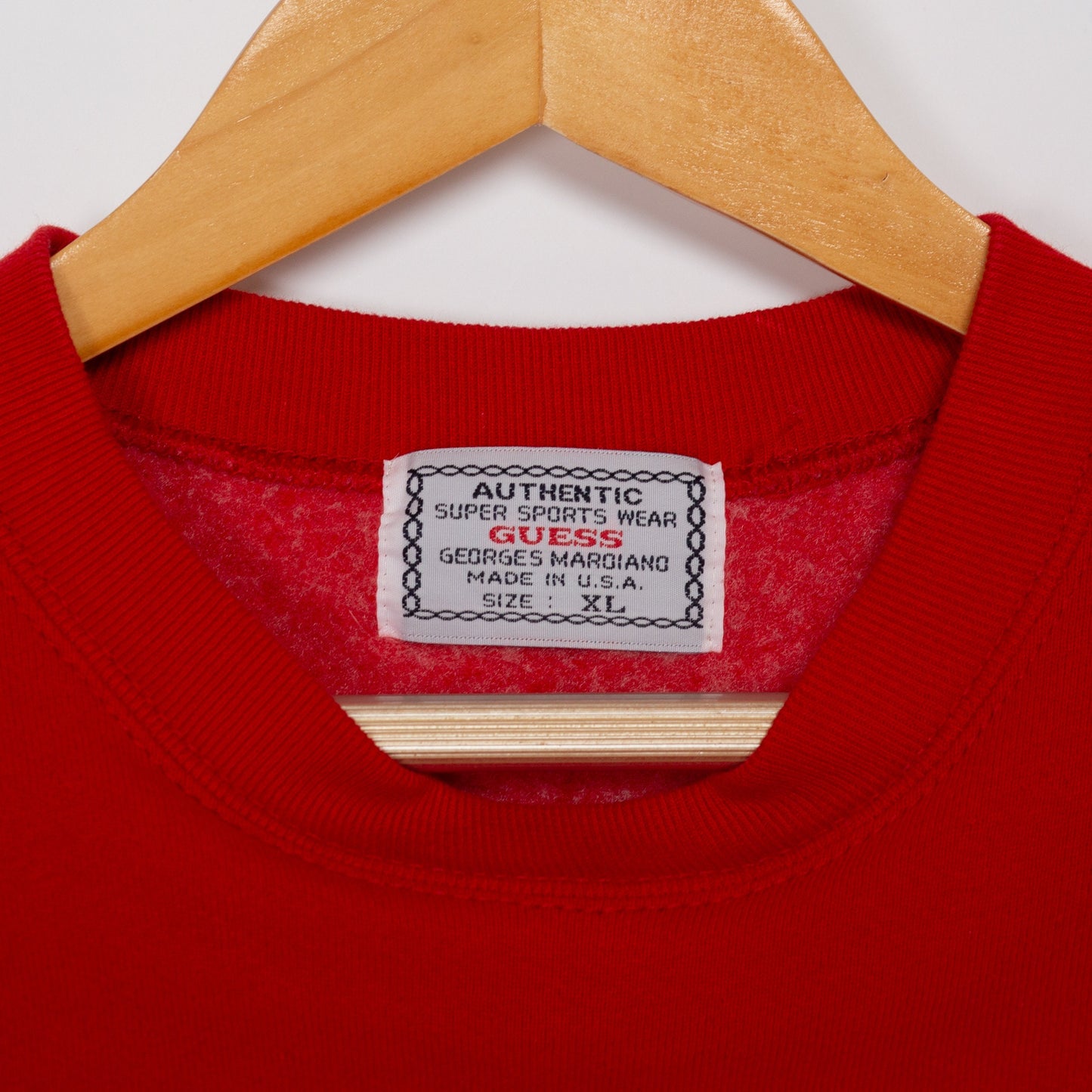 XL 90s Guess Active Red Sweatshirt | Vintage Streetwear Graphic Crewneck Pullover