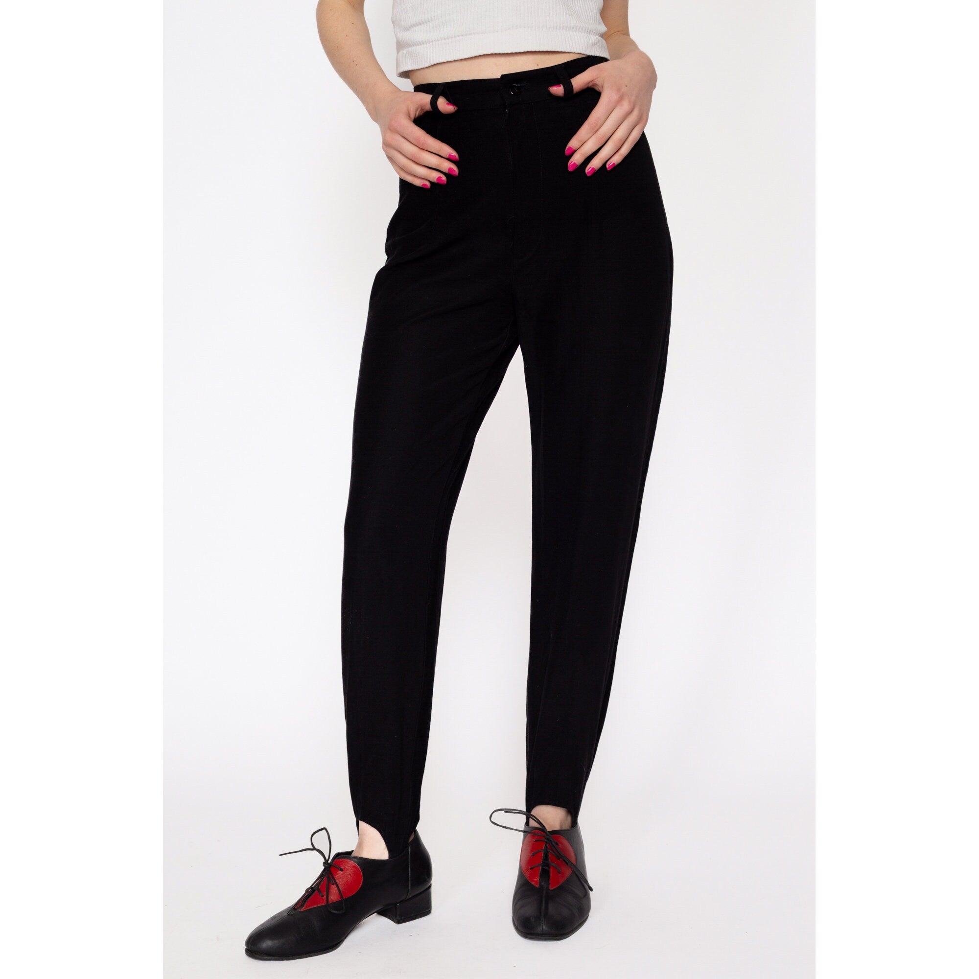 Vtg Skoozi Girls Red Plaid Stirrup Pants Sz 5 24” waist 80s 90s Retro | eBay