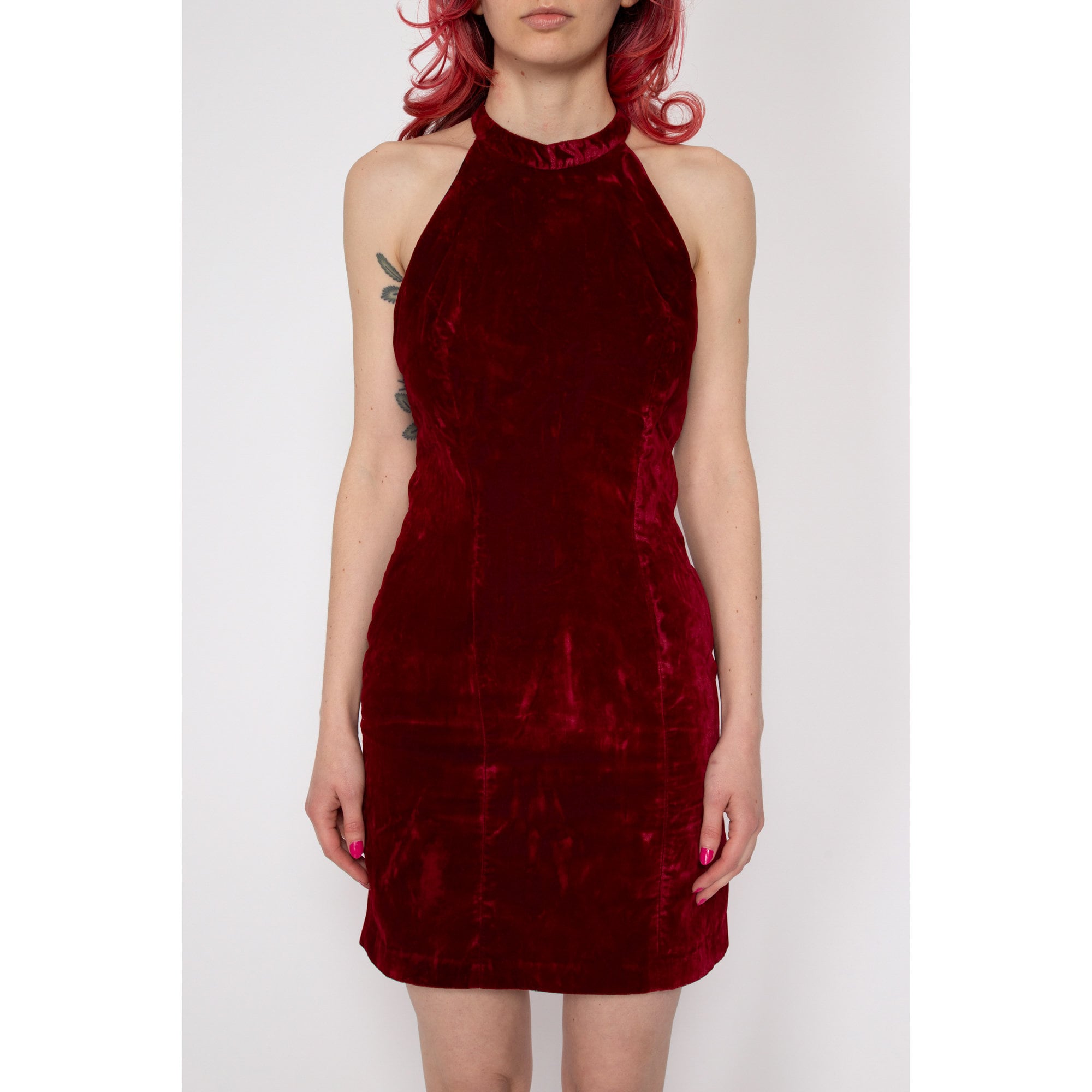 Red velvet mini dress fashion