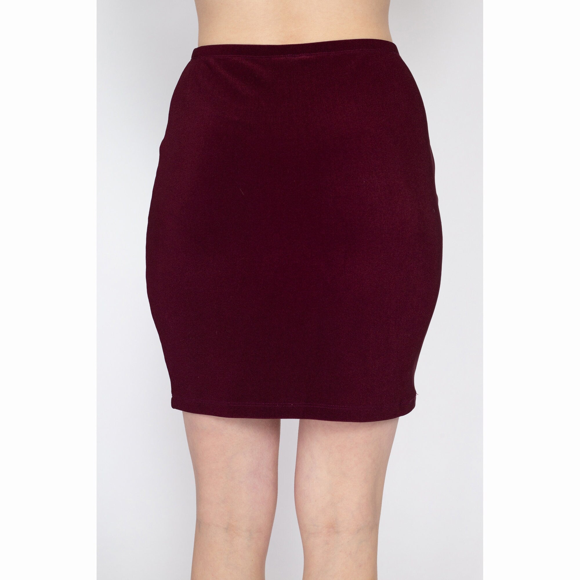 Med Lrg 90s J. Crew Wine Red Stretchy Mini Skirt Flying Apple Vintage