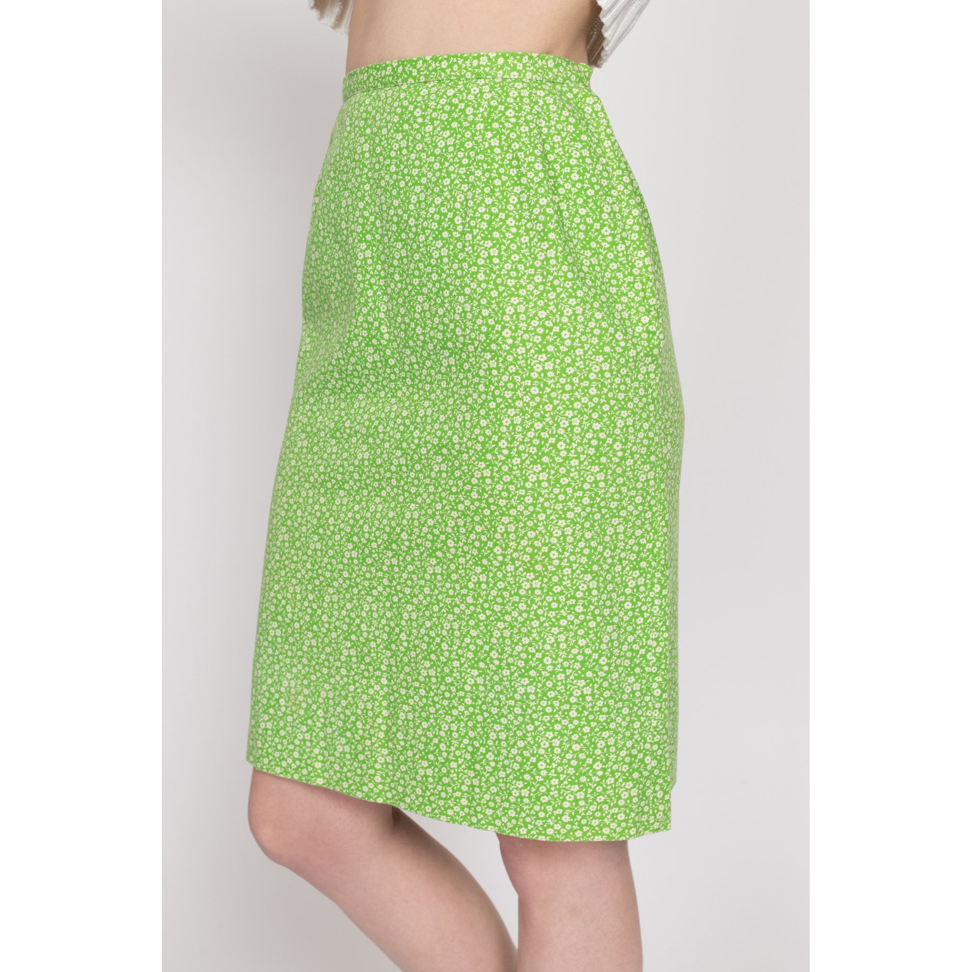 Green floral pencil skirt hotsell