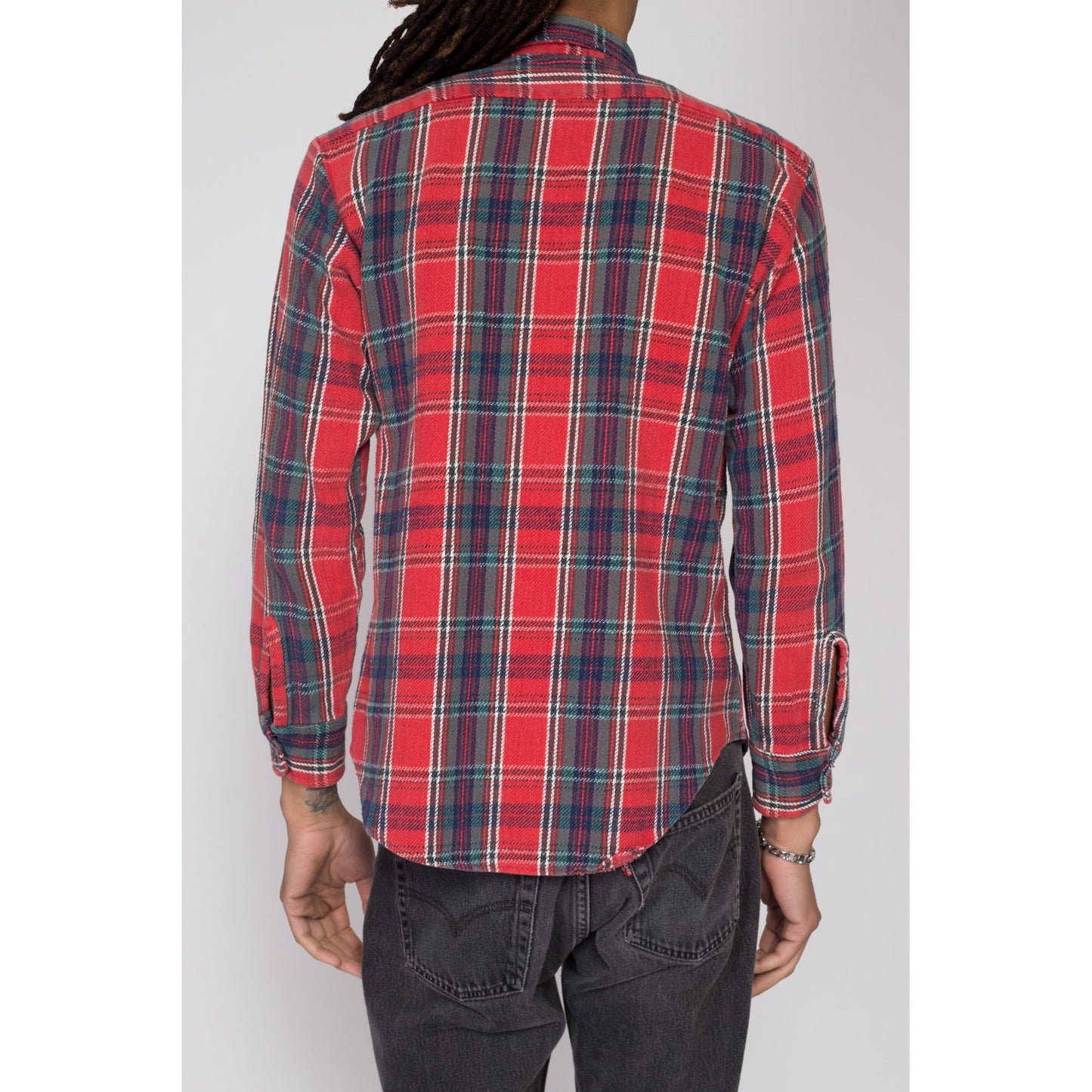 Medium 80s Kingsport Red Plaid Flannel Shirt l | Vintage Grunge Button Up Long Sleeve Collared Top