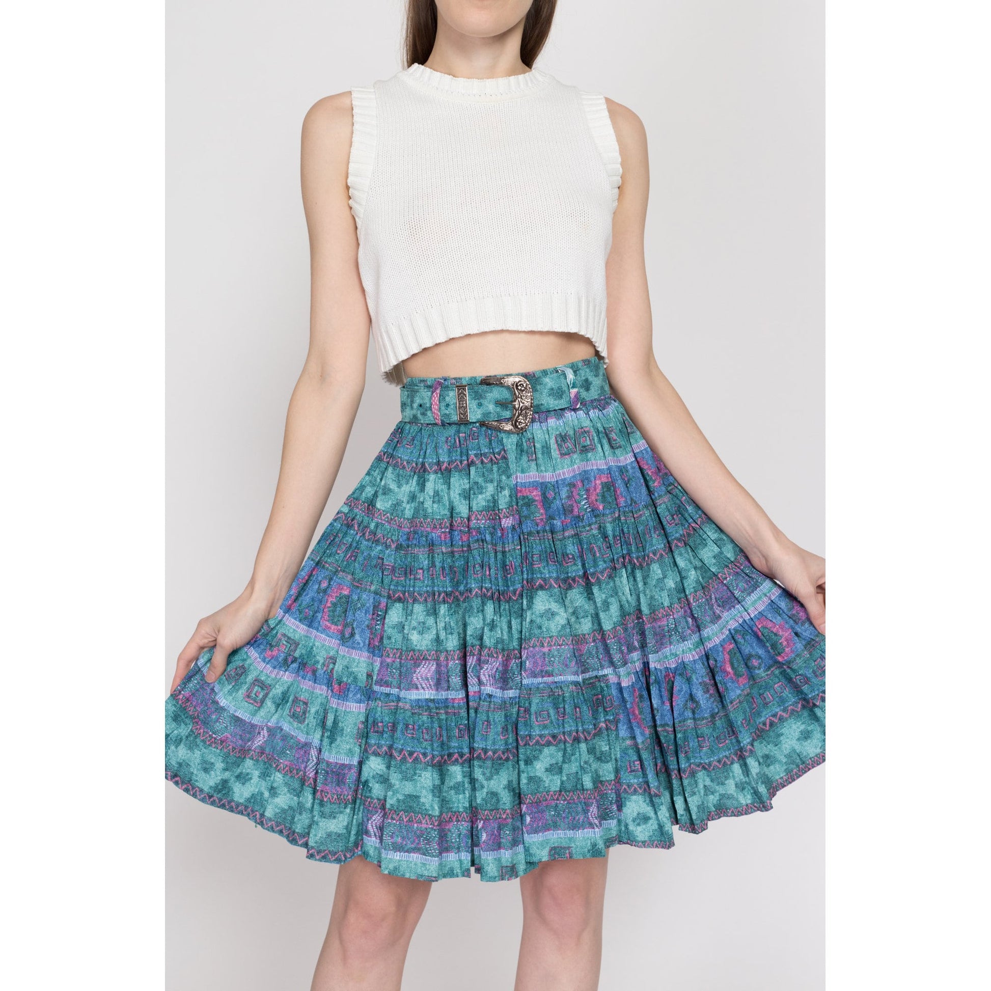 70s 80s Evan Picone Belted Skirt - Extra Small, 24.5 – Flying