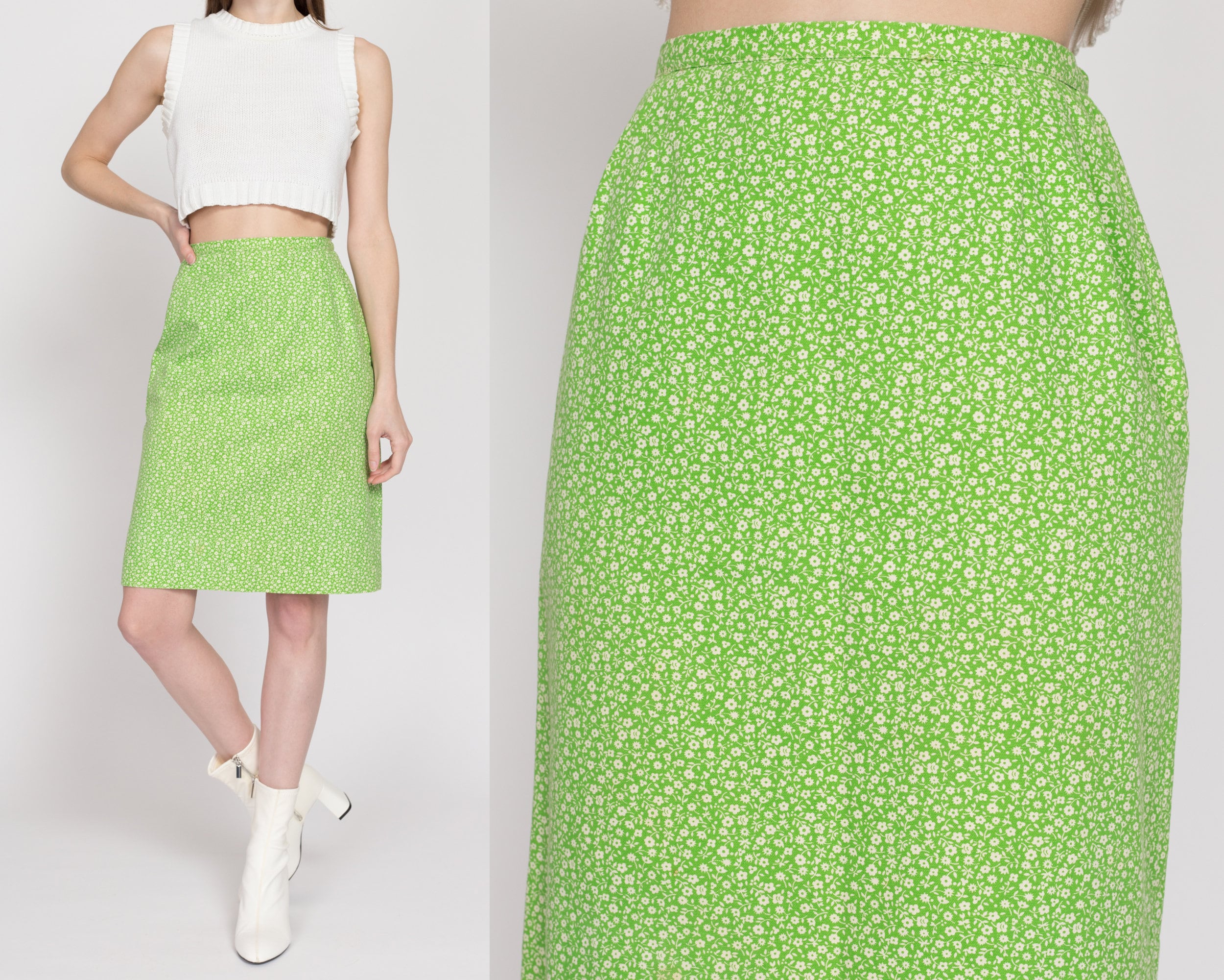 Green floral pencil skirt hotsell